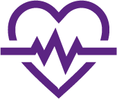 Line art icon of a heart with a heartbeat line, Heart health, Progress-AD Study, early Alzheimer's disease.