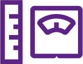 Line art icon of a ruler and scale, Height and weight, Progress-AD Study, early Alzheimer's disease.