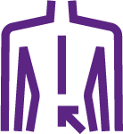 Line art icon of a person's back, Spinal Tap, Progress-AD Study, early Alzheimer's disease.