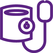 Line art icon of a blood pressure cuff, Vital signs, Progress-AD Study, early Alzheimer's disease.